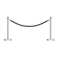 Montour Line Stanchion Post and Rope Kit Pol.Steel, 2 Ball Top1 Tan Rope C-Kit-2-PS-BA-1-PVR-TN-PS